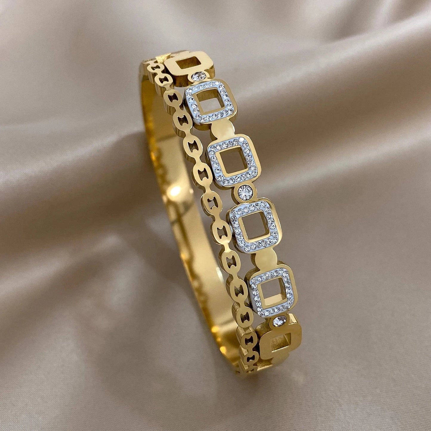 luxury stainless steel cuff bracelet crafted