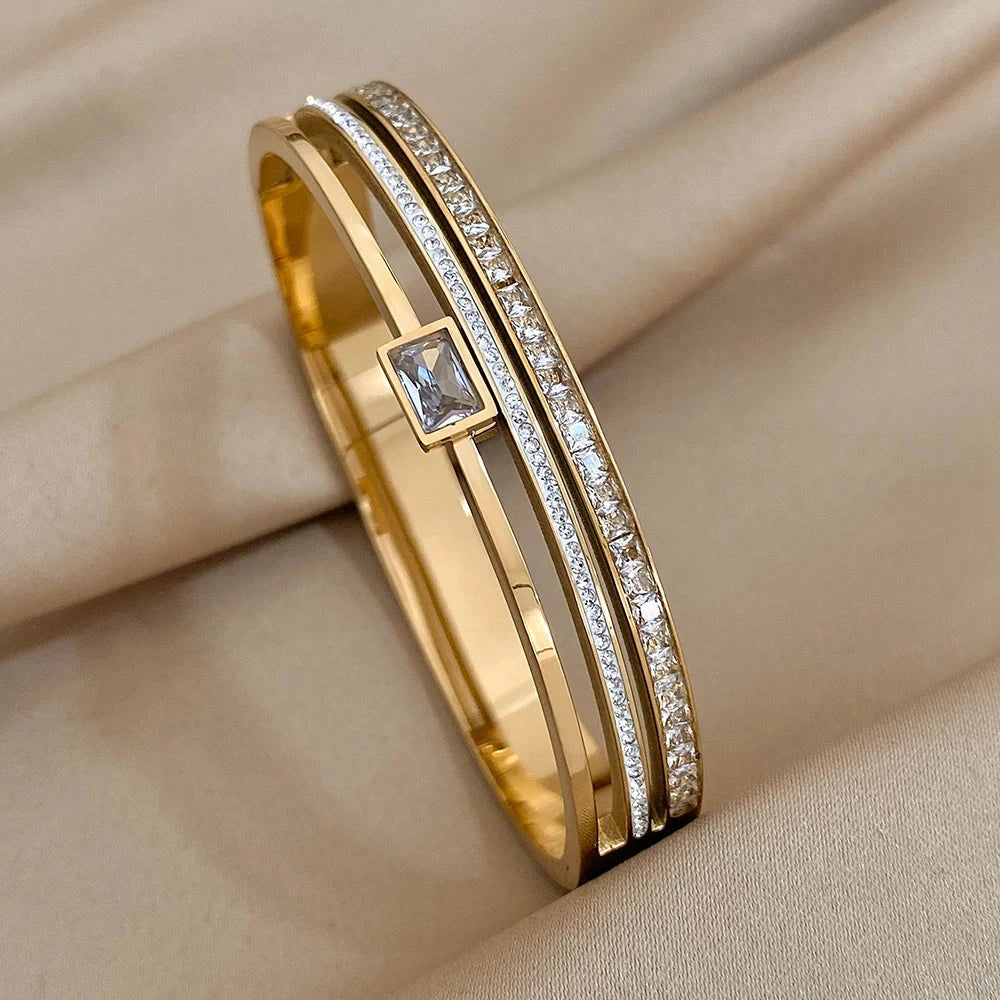luxury stainless steel cuff bracelet crafted