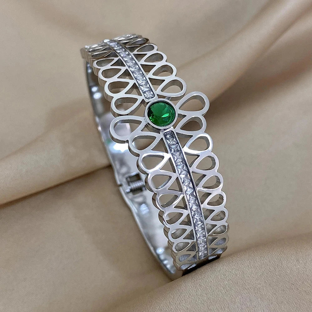 luxury stainless steel cuff bracelet crafted