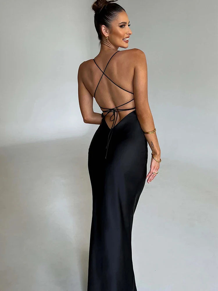 satin backless lace