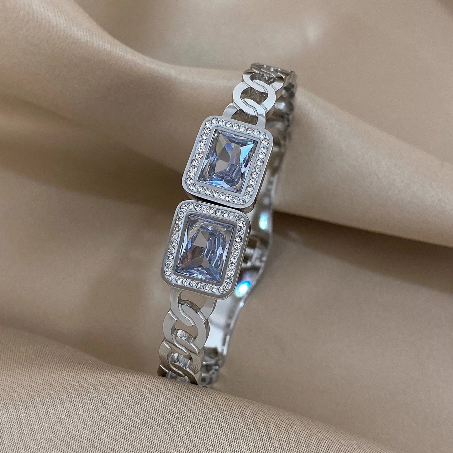 luxury stainless steel cuff bracelet crafted