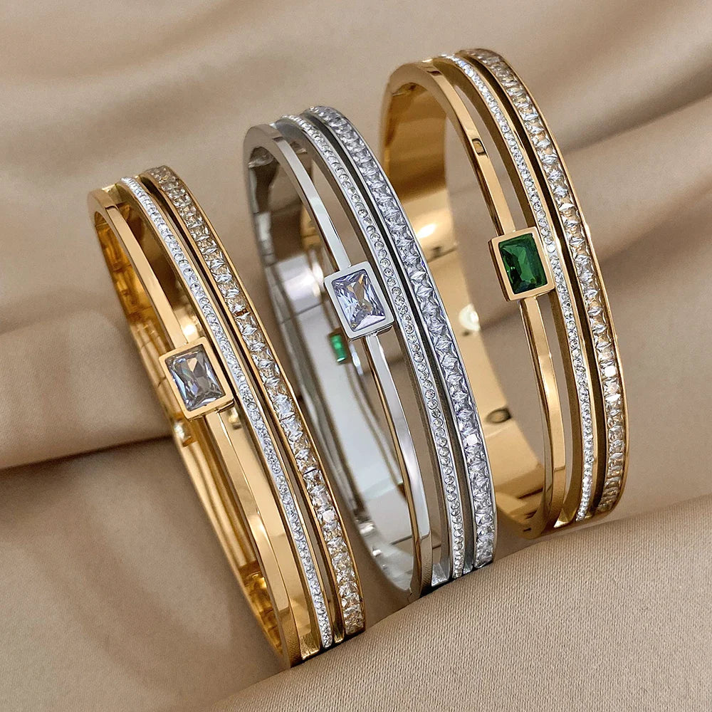 luxury stainless steel cuff bracelet crafted