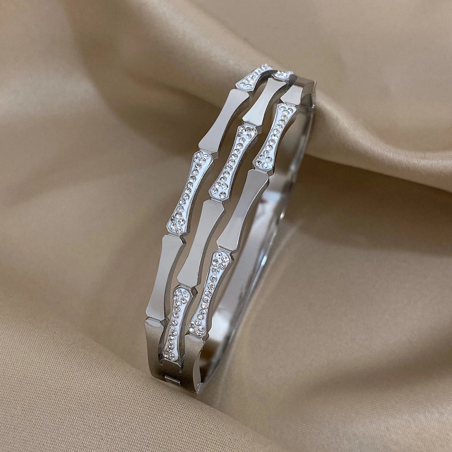 luxury stainless steel cuff bracelet crafted
