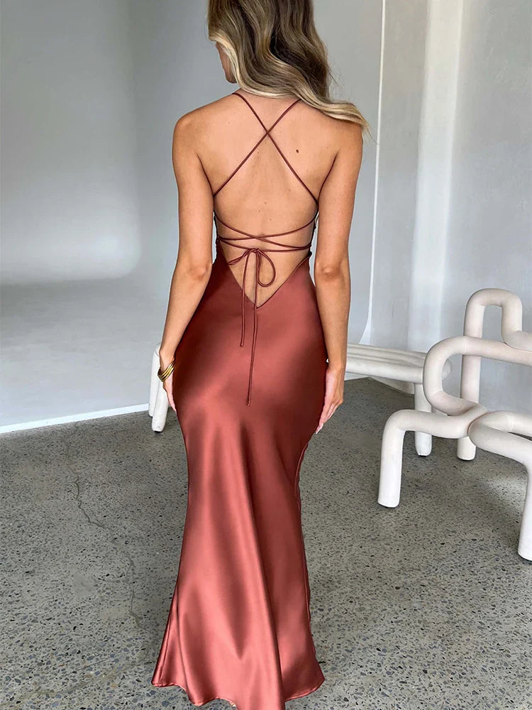 satin backless lace