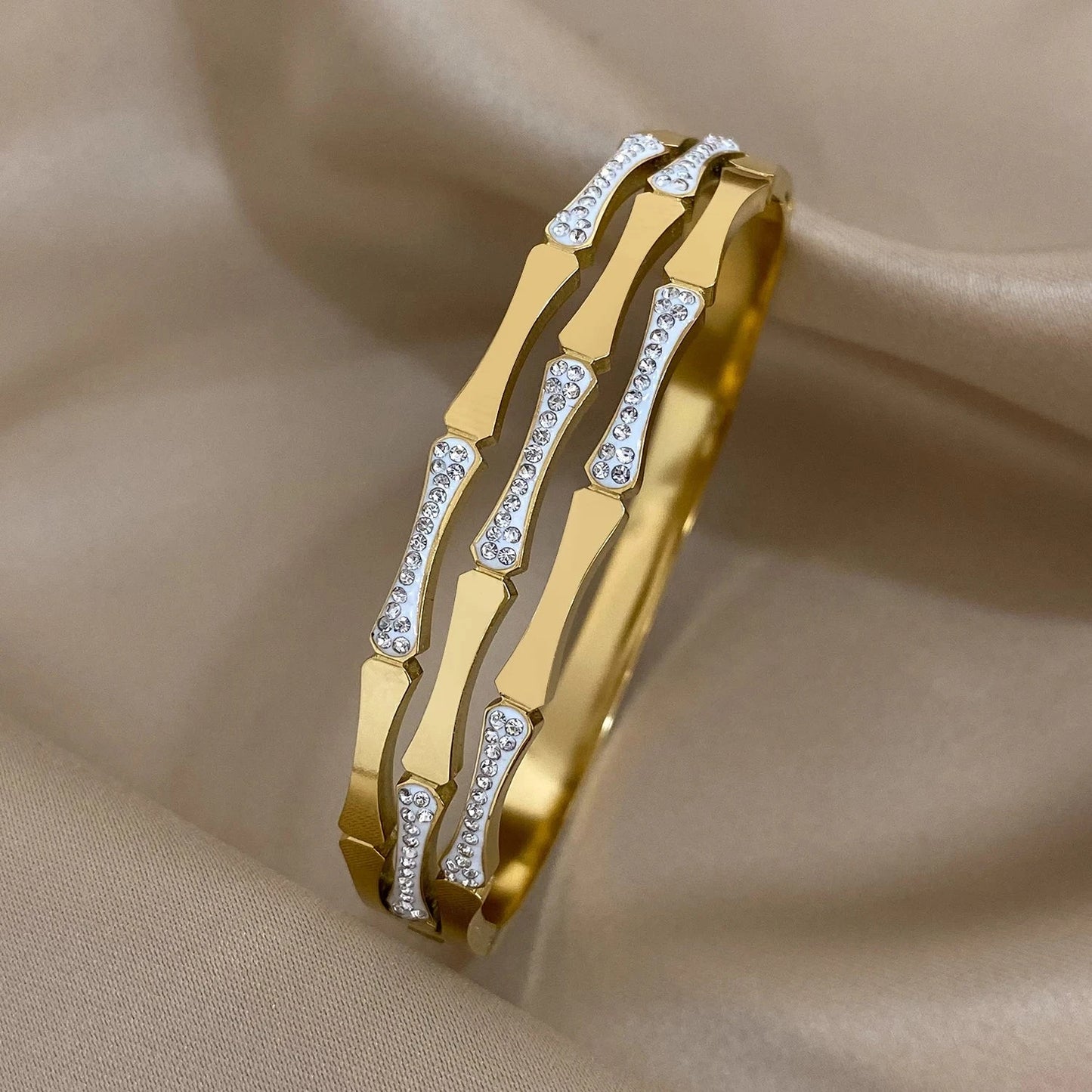 luxury stainless steel cuff bracelet crafted