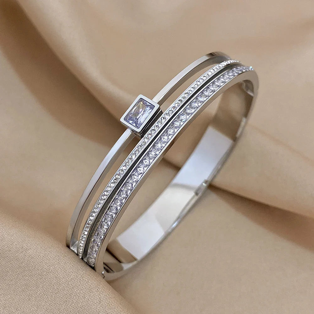luxury stainless steel cuff bracelet crafted