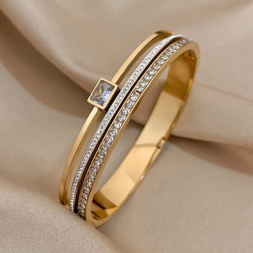 luxury stainless steel cuff bracelet crafted