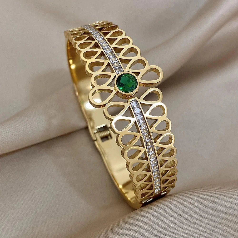 luxury stainless steel cuff bracelet crafted