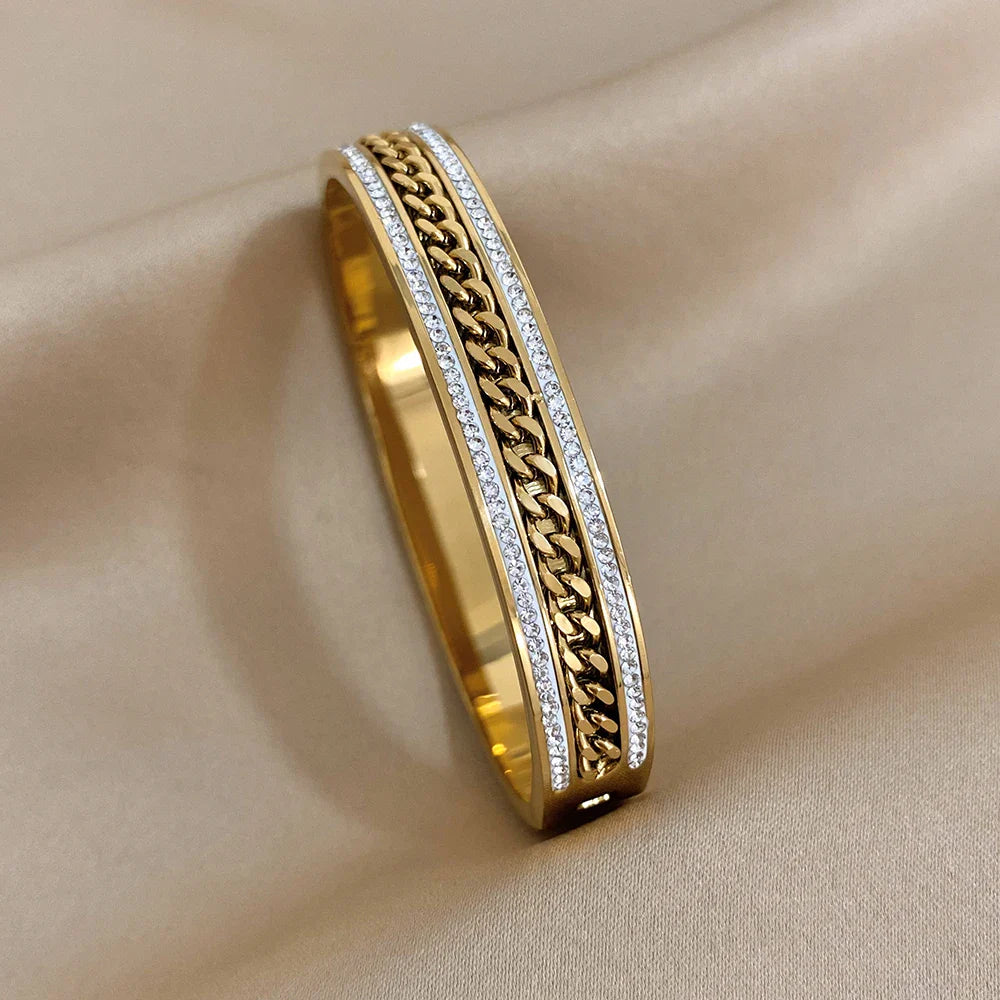 luxury stainless steel cuff bracelet crafted