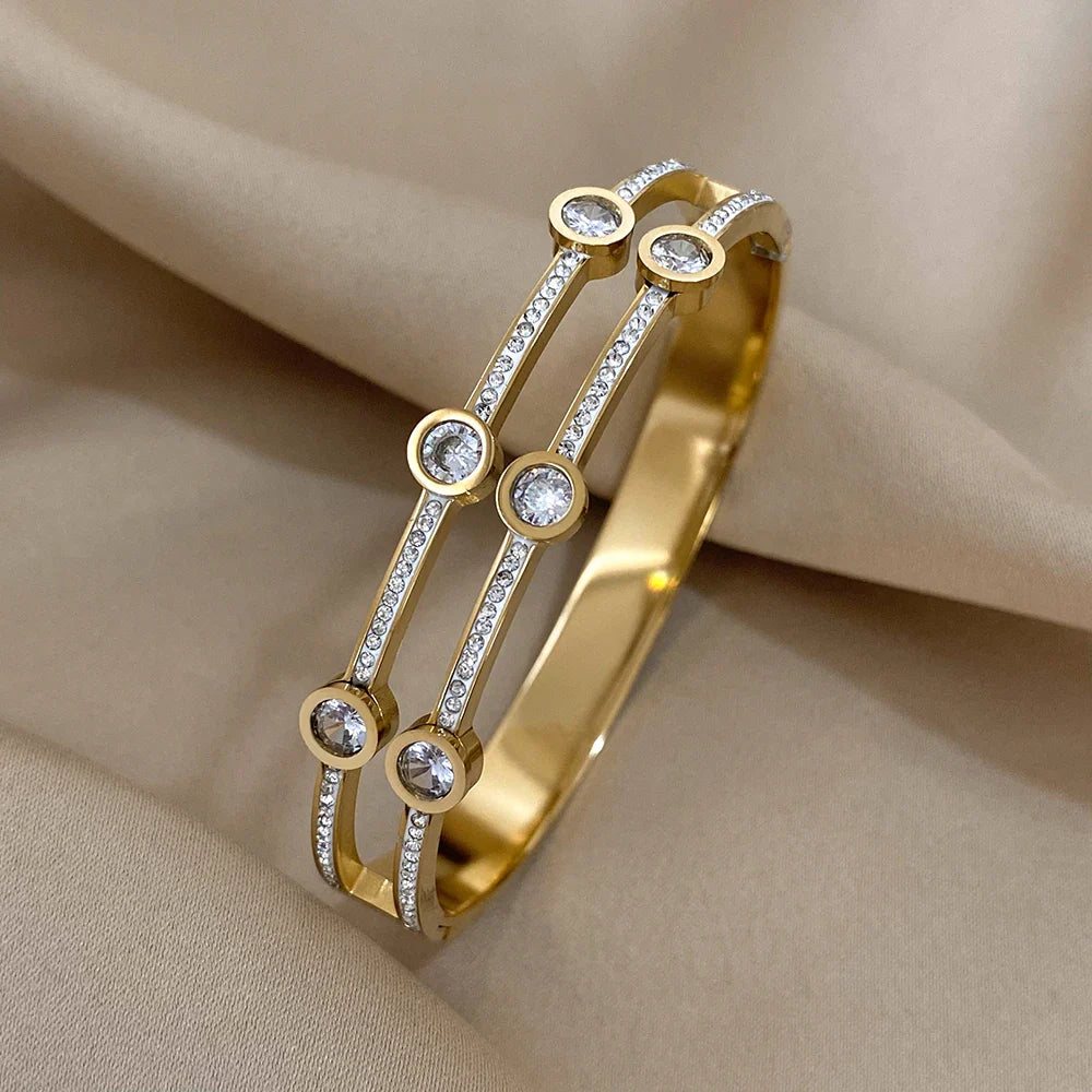 luxury stainless steel cuff bracelet crafted