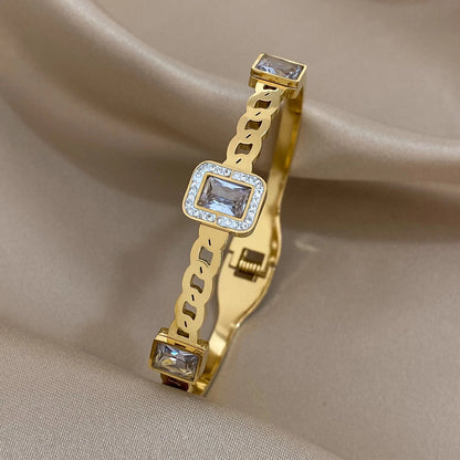 luxury stainless steel cuff bracelet crafted